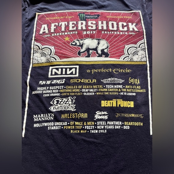 2017 Aftershock Music Festival Shirt Sacramento Ozzy Ozbourne NIN Size Small - Picture 2 of 6